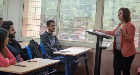 teacher teaching in the classroom